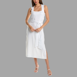 Vince Pima Cotton Sleeveless Midi Wrap Dress in White size XS